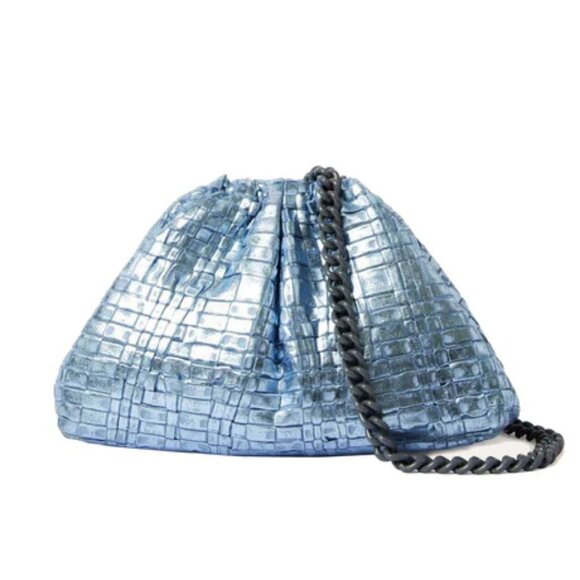 Maria La Rosa Handbags - NWT Womens Maria La Rosa Mini Game Woven Sky Blue Laminated Clutch Handbag